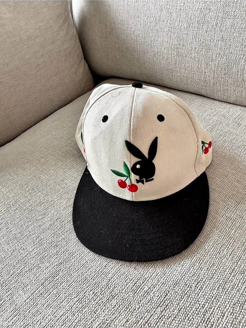 Playboy Cherry Adjustable Hat - Cream Floral Cap